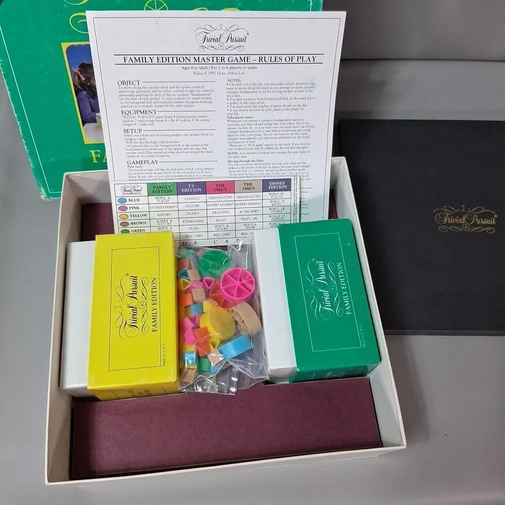 Vtg‎ 1992 Trivial Pursuit Family Edition Complete Master Set Retro Kids & Adults
